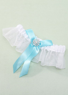 Jarretière mariage Tulle perlée bleu pour les femmes