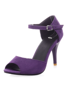 Purple Micro Suede Peep Toe Chic robe sandales pour femmes