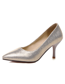 PU argent Chic bout pointu talons hauts pour femmes