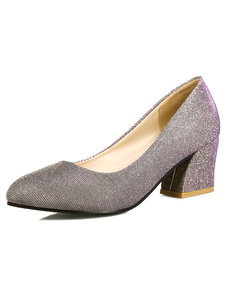 PU argent a souligné Toe talons pour femmes