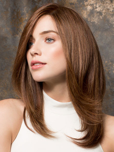 Fibres droites brun Chic perruque longue pour les femmes