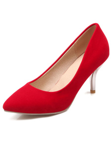Rouge monogramme Suede a souligné Toe des talons hauts pour femmes