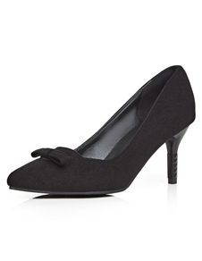 Arcs noirs PU a souligné orteil talons pour femmes