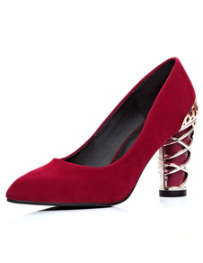 Rouge a souligné Toe métaux PU talons hauts pour femmes