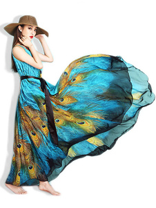 Écharpe multicolore tendance robe Maxi en mousseline de soie pour les femmes