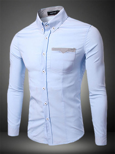 Lumière bleue coton tendance Casual chemise pour homme