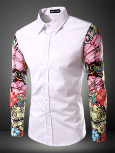 Multicolore impression façonnage coton Chemise Casual pour hommes