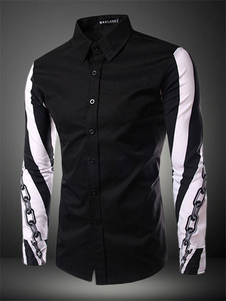 Deux tons impression façonnage coton Chemise Casual pour hommes