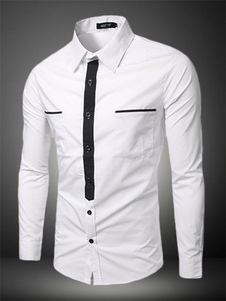 Color Block façonnage coton Chemise Casual pour hommes