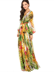 Multicolor Trendy mousseline Maxi robe imprimée pour les femmes