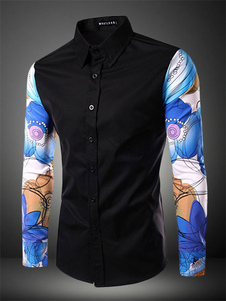 Multicolor Trendy impression façonnage coton Chemise Casual pour hommes