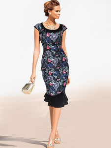 Robe Bodycon Polyester multicolore Mermaid impression pour femmes