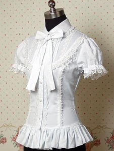 White Ruffles arcs coton Lolita Blouse pour femmes