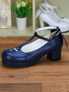 Deep Blue Cross impression PU Lolita talons pour femmes