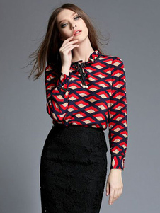 Chemisier en mousseline de soie des arcs impression multicolore pour femmes