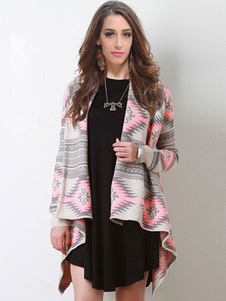 Romain multicolor Knit Cardigan impression haut/bas pour femmes