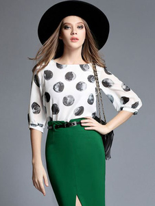 Chemisier en mousseline de soie imprimée blanc Chic pour les femmes