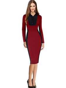 Robe Bodycon Polyester Chic deux tons pour femme