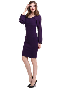 Pourpre Polyester Slim Fit robe Bodycon pour femmes