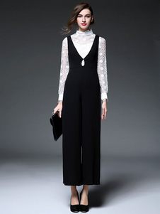 Jumpsuit acétate bicolore dentelle pour femmes