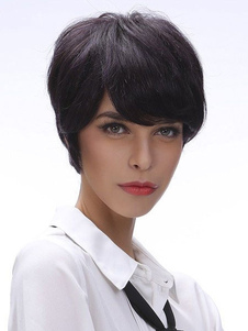 Short noir Cogne droites perruques pour femmes