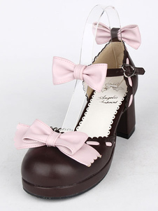 Brun foncé arcs PU vacances Lolita talons pour femmes