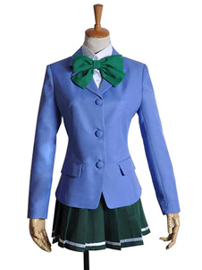 Monde d'Accel bleu noeud papillon tissu uniforme Cosplay Costume