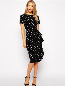 Pois noirs volants robe Bodycon pour femmes
