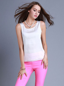 Blanc Chic caraco en soie pour femmes