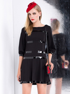 Noir Chic Mini robe Polyester pour les femmes