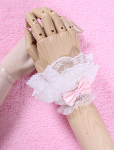 Boucles blanches dentelle Lolita synthétiques gants