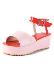 Deux tons Chic boucle brevets PU sandales pour femmes