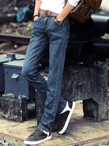 Trendy bleu profond façonnage Denim Jeans pour hommes