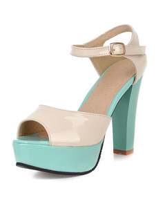 Deux tons plate-forme Peep Toe brevets PU sandales pour femmes