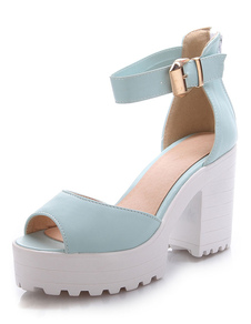 Blue Peep Toe plateforme Chic PU sandales pour femmes