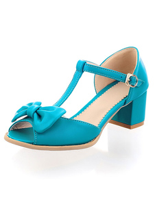 Blue Peep Toe boucles PU sandales pour femmes
