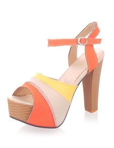Multicolor Peep Toe Demin plateforme sandales pour femmes