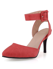 Suede Micro Chic rouge a souligné Toe talons pour femmes
