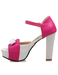 Deux tons archets Platform Peep Toe PU sandales pour femmes