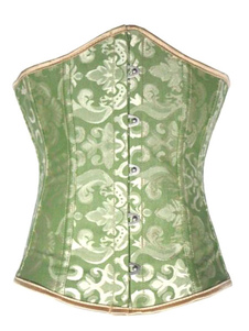 Vert Vintage impression lacets Polyester Corset pour femmes