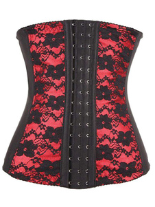 Corset Polyester impression rouge Vintage pour femmes