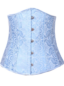 Boutons d'impression bleue Polyester Corset pour femmes