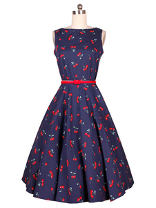 Multicolore imprimé Chic Ruffles robe Vintage pour femmes