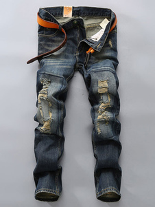 Denim bleu profond Smart Straight Jeans pour hommes