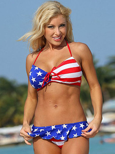 Drapeau impression volants maillot de bain pour femmes