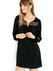 Noir Chic en mousseline de soie robe pour femmes
