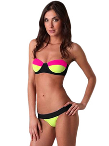 Multicolor sangles Nylon Sexy Bikini maillot de bain pour femmes