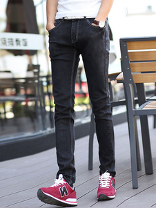 Denim noir rue droite usure occasionnels Jeans pour hommes