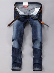 Bleu Denim confortable Straight Jeans pour hommes