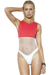 Maillot de bain Nylon branché deux tons semi Sheer pour femmes